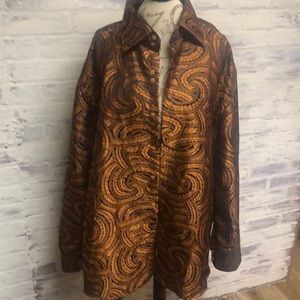 DANIEL ELLISSA MEN’S PAISLEY LONG SLEEVE COAT. 3XL. Copper Metallic.